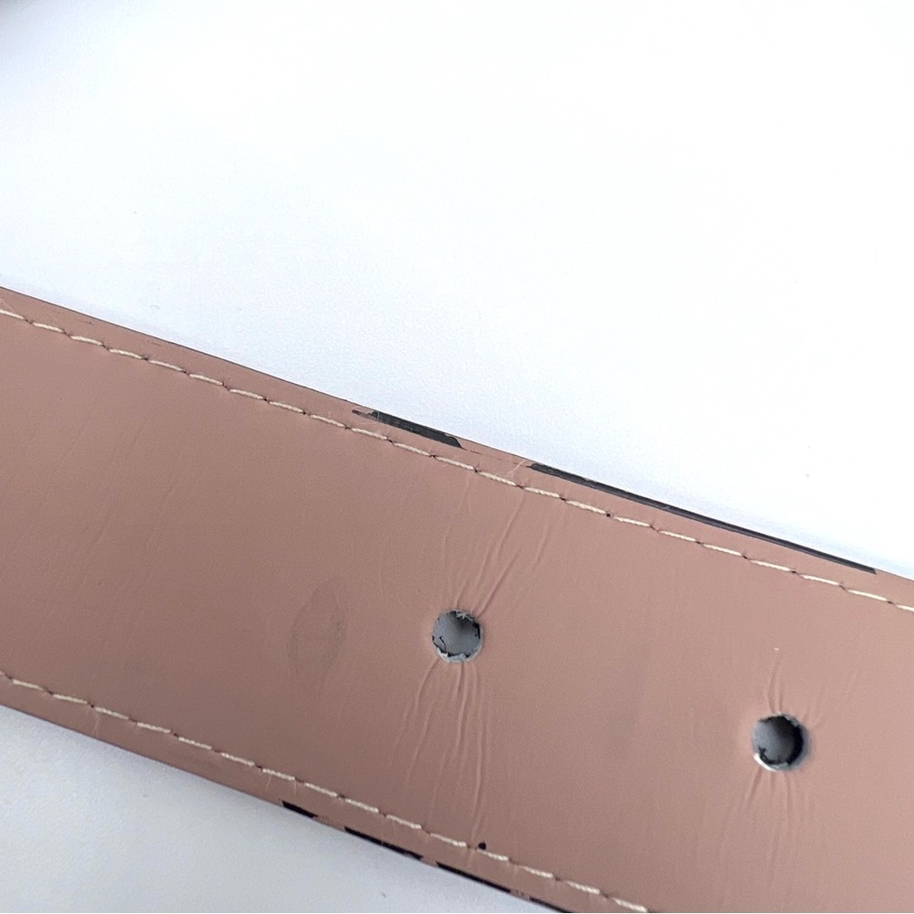 Coach Black & Blush Reversible Leather Belt with Floral Buckle- 40” - Picture 6 of 16